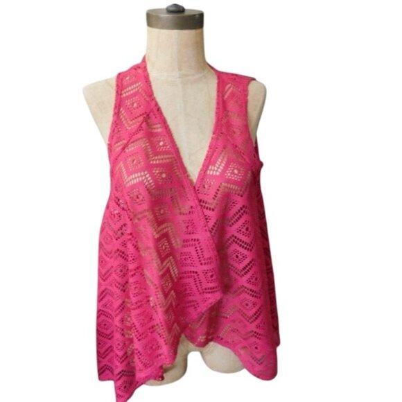 Slinky Brand Size XS Woven Cut Out Dotted Draping Style Vest Top EUC - Picture 1 of 3
